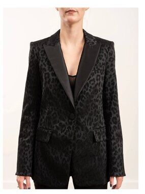 Veronica Beard Ashburn Dickey Satin-Jacquard Leopard Blazer JAcket VB Size 4